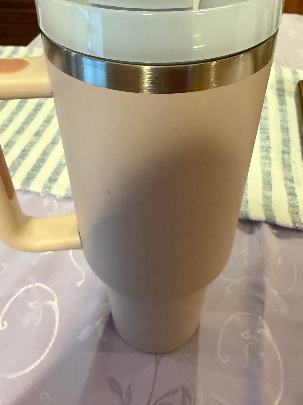 Pink Insulated Travel Mug with Handle - Lightweight Home Dining Tumbler